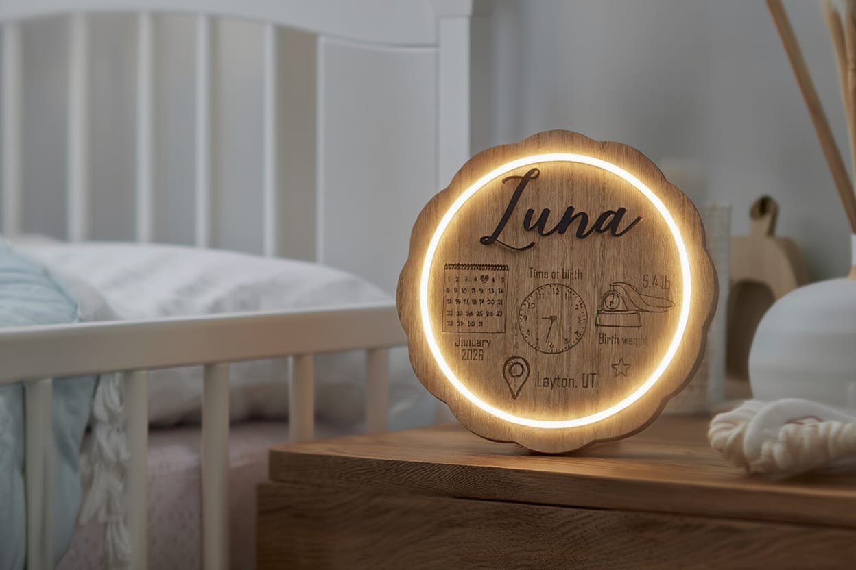 Personalized neon birth announcement nightlight