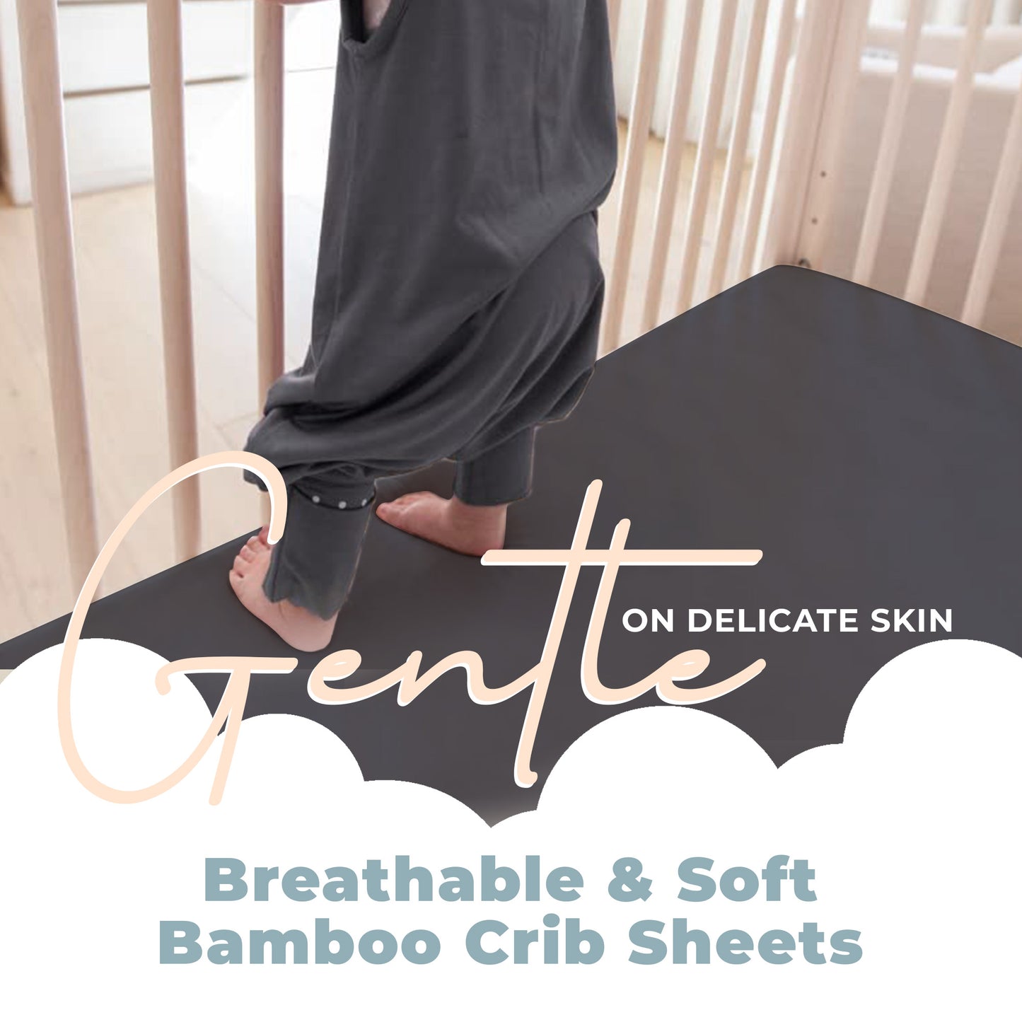 Nyte Nyte Gray Bamboo Fitted Crib Sheet