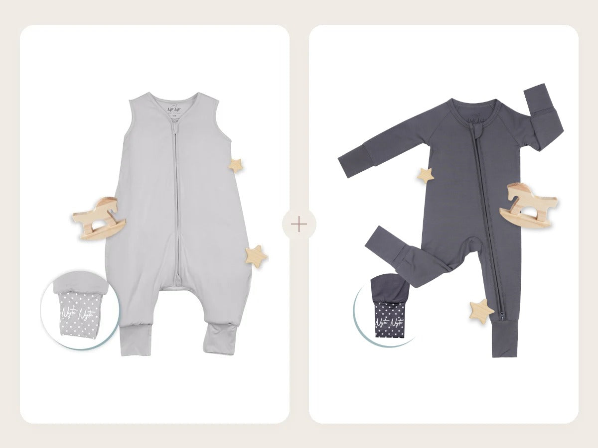 Example Mystery Bundle: Fog sleep sack + dark gray sleeper