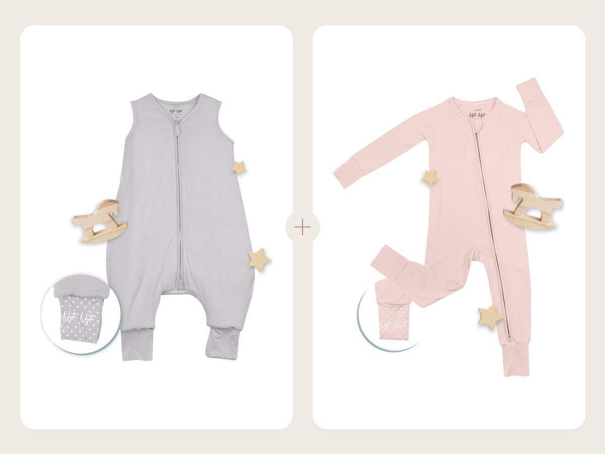 Example Mystery Bundle: Fog sleep sack + Rosy sleeper